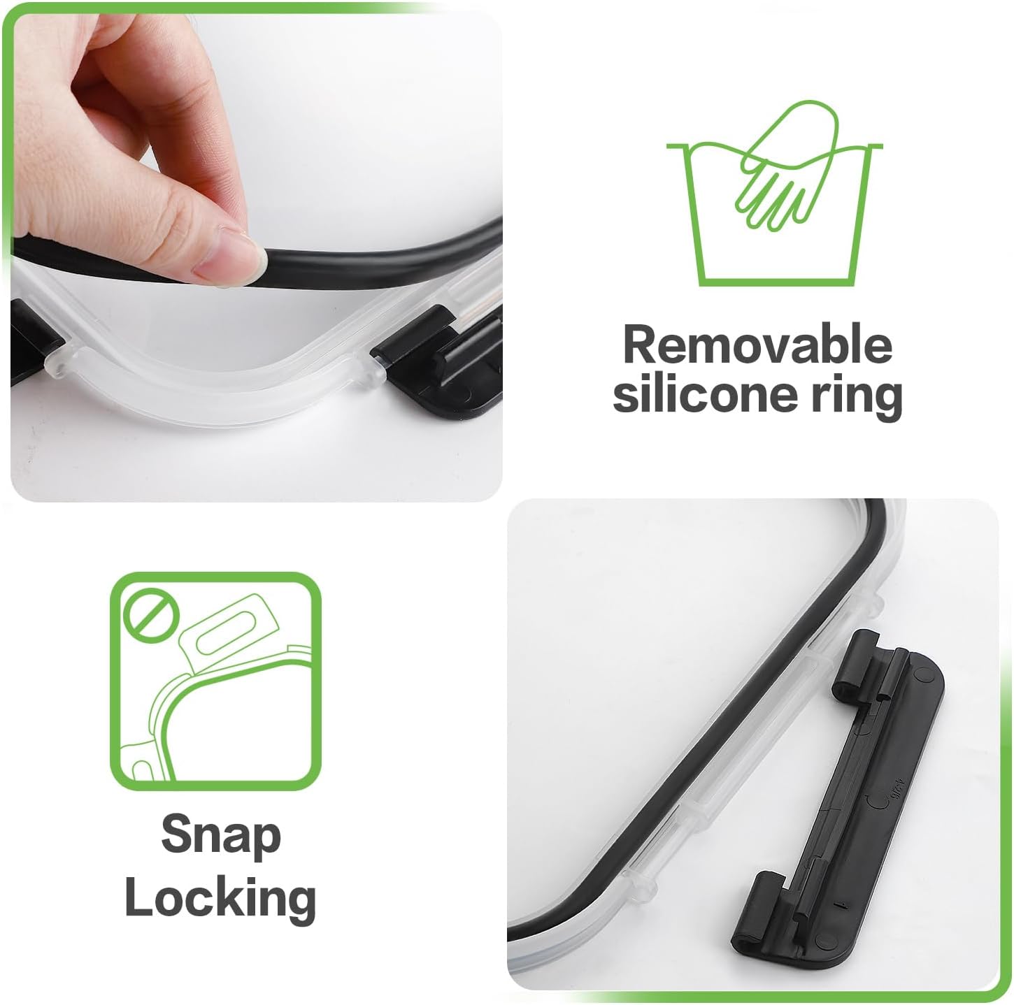 HOMBERKING 4 Pieces 63oz/8cup Large Glass Food Storage Containers with Lids, Meal Prep Containers, Airtight Bento Boxes with Leak Proof Locking (2 Containers   2 Lids) - Microwave, Oven Safe